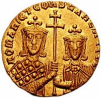 Munt met afbeelding van keizer Constantijn