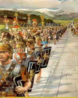 Romeinse soldaten op weg